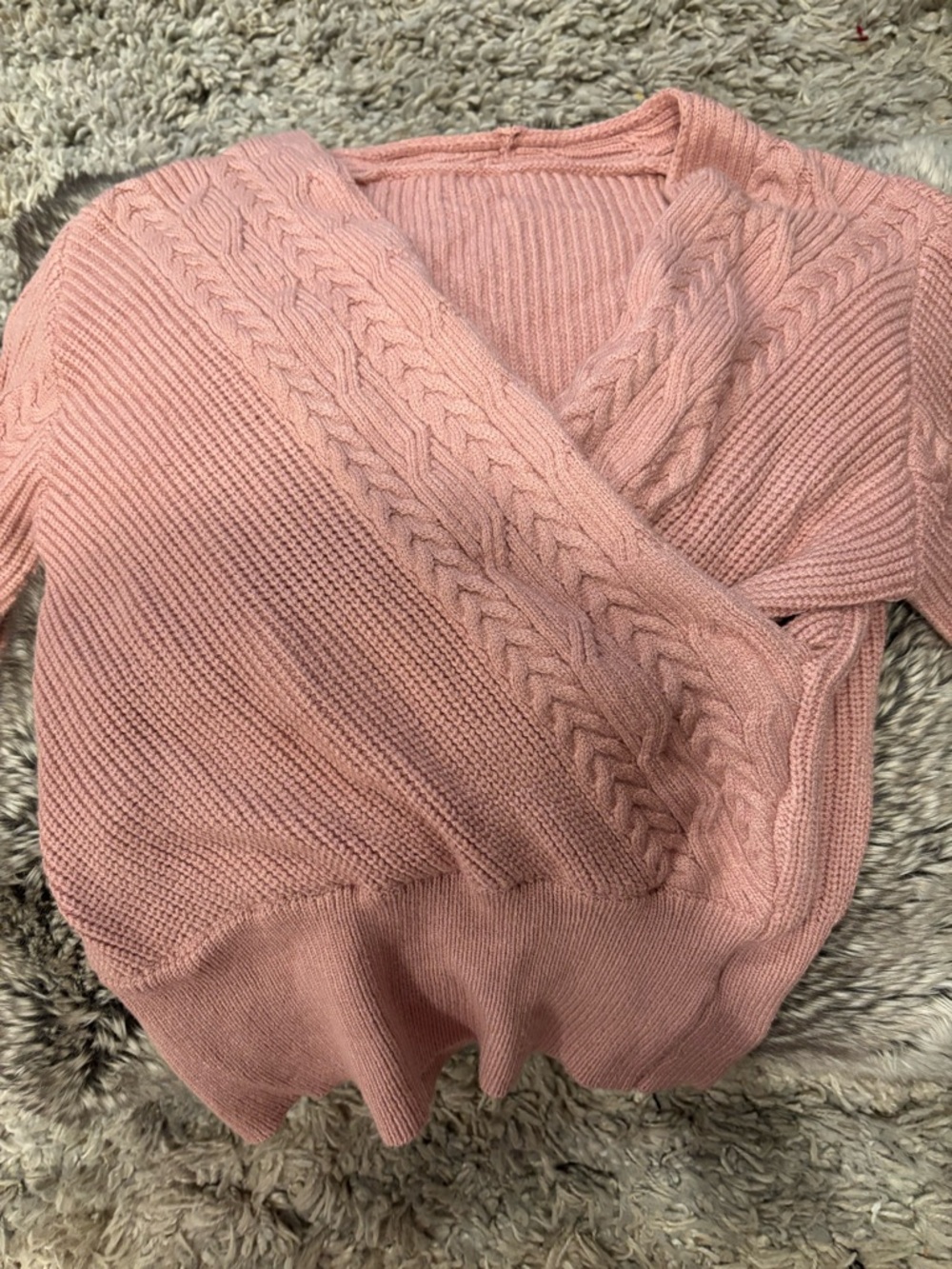 Women’s Pink Cable-Knit Wrap Sweater